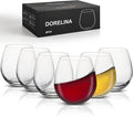 Stemless Wine Glasses Set of 6 – 15oz Elegant Modern Red & White Wine Glasses for Everyday Use, Dishwasher Safe, Shatter-Resistant Crystal-Ergonomic Design, Drinking Glasses Gifts