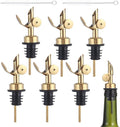 beyonday 6pcs Self Closing Liquor Bottle Pourers - Gold, Auto Flip Wine Bottle Stoppers with Rubber Dust Cap & Cleaning Brush, Weighted Olive Oil Vinegar Dispenser Spout, Fit about 3/4'' Bottle Mouth