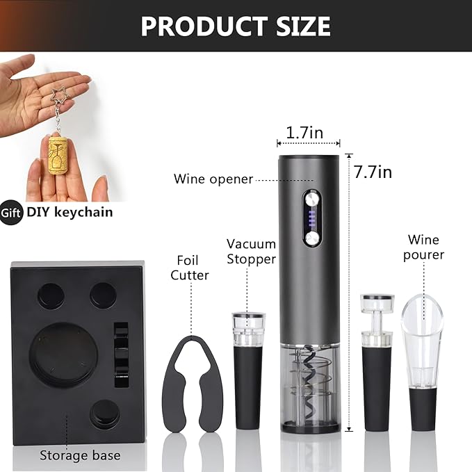 Electric Wine Bottle Opener - NUCOKRS Corkscrew Remover Easy to Use for Wine Lovers Home Kitchen Party Wedding