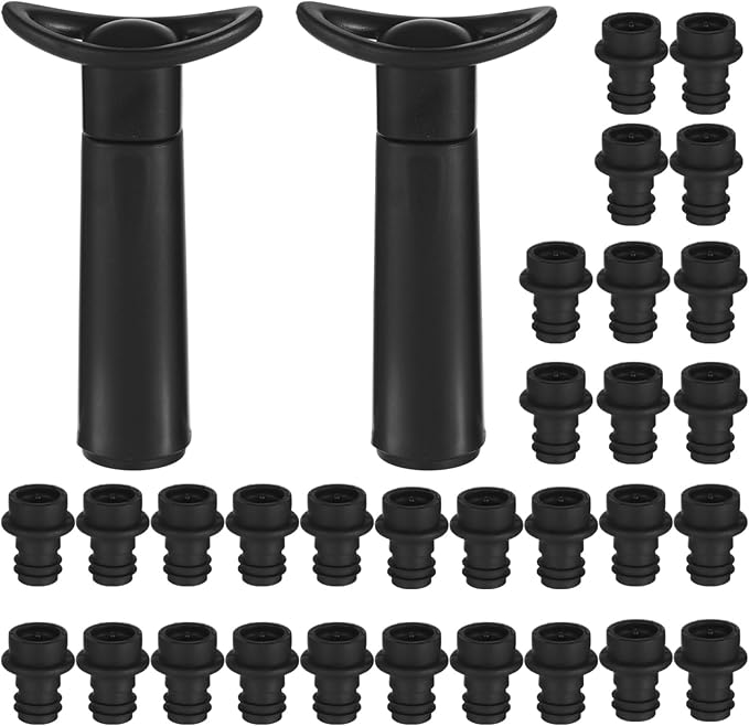 32 Pcs Wine Saver Vacuum Pump Set with 2 Pumps and 30 Stoppers, Reusable Bottle Keepers for Kitchen and Party, Airtight Wine Preservers, Universal Bottle Sealers for Freshness