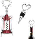 Wine Opener, Zinc Alloy Premium Wing Corkscrew Wine Bottle Opener with Wine Stopper, Multifunctional Wine Cork Opener Bottler Opener Remover for Home, Kitchen,Restaurant,Party and as Gift