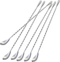 Briout 6 Pieces Bar Spoon, 12 Inches Long Handle Drink Stirrer with Mirror Finished Surface, Stainless Steel Cocktail Mixing Spoons for Drink, Silver