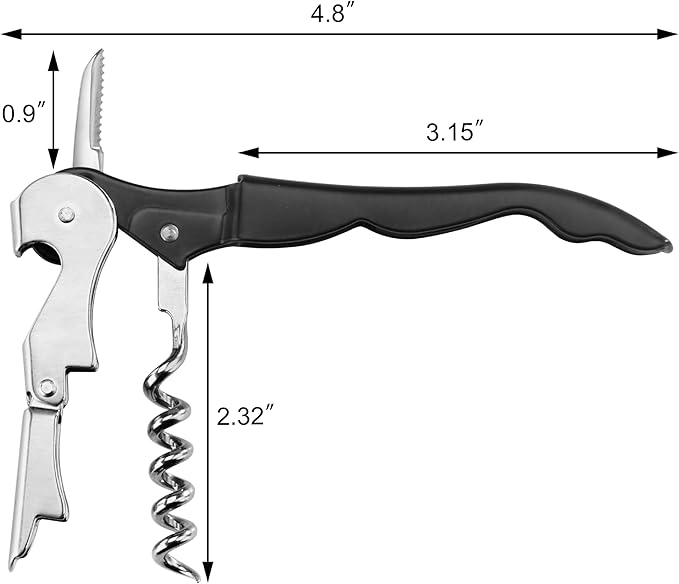 New Star Foodservice 48223 Folding Waiters Wine Bottle Corkscrew Beer Cap Opener with Plastic Bird Style Handle, Black