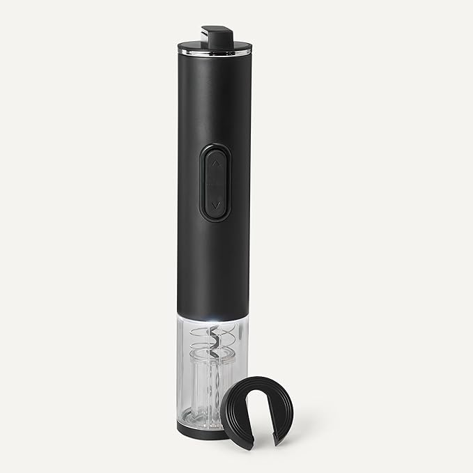 Amazon Basics Cordless Electric Wine Opener with Foil Cutter, Battery-Powered Motor, Black