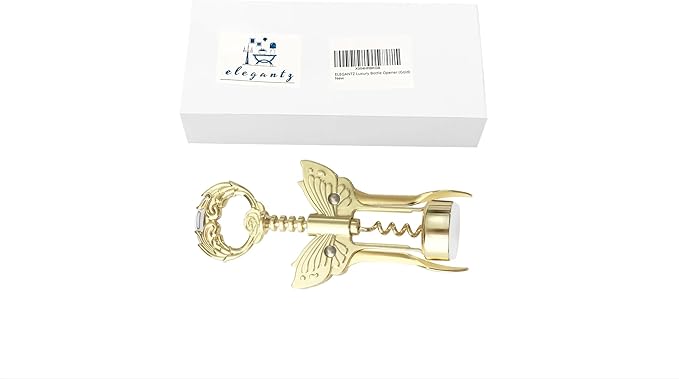 ELEGANTZ Luxury Multifunctional Wine Bottle Opener with Foil Cutter, Beer Opener, Butterfly Design - Heavy Duty Zinc Alloy, Chrome Plating - Gift for Wine Lovers