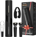 Electric Wine Opener Set - BABONIR Automatic Electronic Bottle Openers with Greeting Card, Vacuum Stoppers, Wine Aerator, and Foil Cutter, Ideal Present for Wine Lovers, Party, and Home Entertaining
