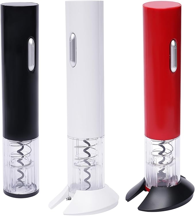 Electric Wine Opener, Automatic Electric Wine Bottle Corkscrew Opener Battery Power Supply Bottle Opener with Foil Cutter Gifts for Wine Lovers Kitchen Gadgets for Home, Party, Outdoor (Red)