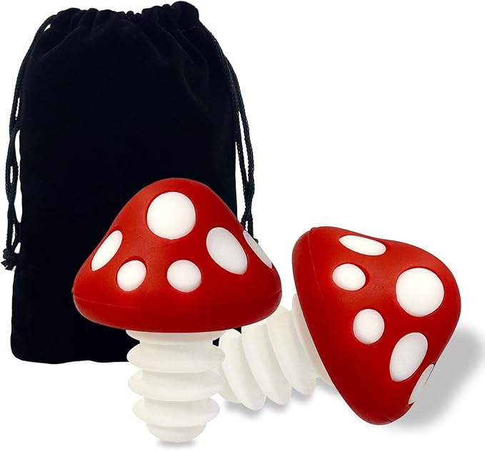 Red Mushroom Wine Stoppers - Bottle Plug Accessories, Kitchen Gadgets Gift Set, Creative Halloween Decoration - 2pcs