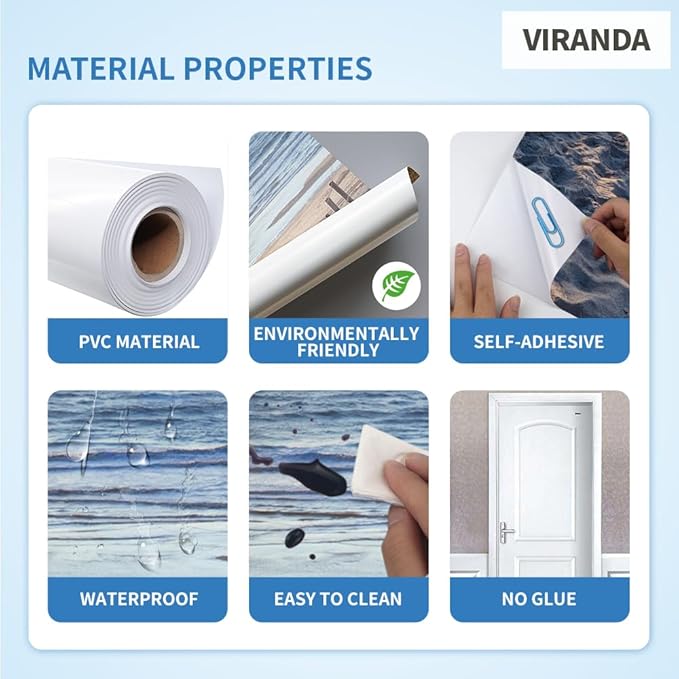 3D Peel and Stick Door Stickers murals Self-Adhesive DIY Wallpaper - Seascape - Removable PVC Waterproof Art Sticker for Home Decor 33.9 x 78.7 inch