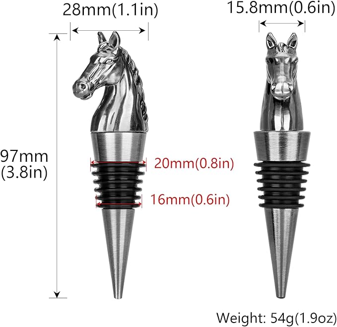 Horse Bar Gift Set, Horse Beer Opener & Horse Head Wine Stopper, Equestrian Gifts for Men, Dad, Coach, Horses Lovers, Silver with Gift Boxes, Perfect Birthday, Father’s Day, Xmas Present