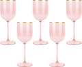 PLASTICPRO Pink Wine Cup with Gold rim Plastic Wine Glasses Set of 10 Elegant Wine Goblets Hard Plastic Wine Cups on Stem 12 Ounce
