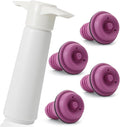 4 Pcs Wine Stoppers, Reusable Preserver Vacuum Pump, Wine Saver Vacuum Pump for Kitchen, Office, Home and Parties(Purple)