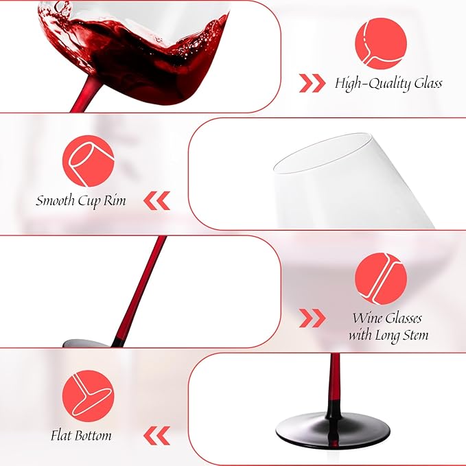 KAMMAK Wine Glasses Set of 2, 11.49 oz Hand Blown Crystal Bordeaux Wine Glasses, Thin Rim & Long Stem, Perfect for Red & White, Daily Use, Wedding or Birthday Gift with Gift Box, Background 240