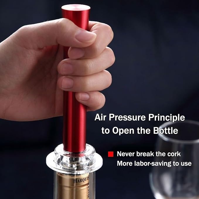 1 Wino on the Go Lovers Gift Set, 4-in-1 Wino on the Go Set, With Air Pressure Pump, Foil Cutter, Wine Pourer & Vacuum Stopper, Efficient Corkscrew Bottle Opener for Home Bar(Red)