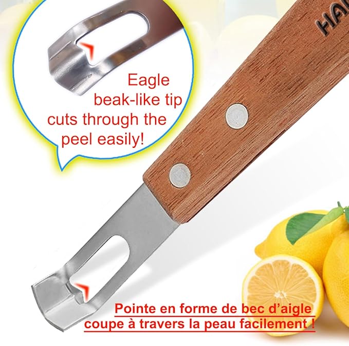 Channel Knife Zester - Fruit and Vegetable Tool for Decorating Cocktails, Desserts, and Salads Stainless Steel Tip 2 PACK