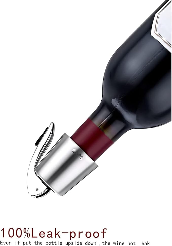 OWO Stainless Steel Wine Bottle Stopper, Reusable Wine Saver with Silicone Seal, Decorative Bottle Sealer, Keeps Fresh (Triple colors, 3 Pack)