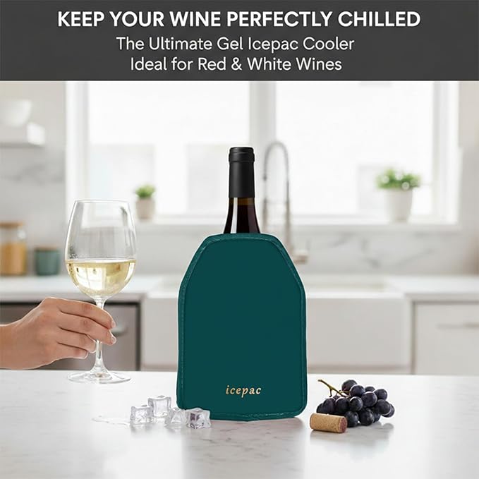 Wine Cooler Sleeve, Wine Bottle Gel Cooler Sleeve Freezer Chiller, Long Lasting Keep Wine Cool and Chill Sleeve for Prosecco Champagne Beer Wine Bottles(2PCS Blackish green)