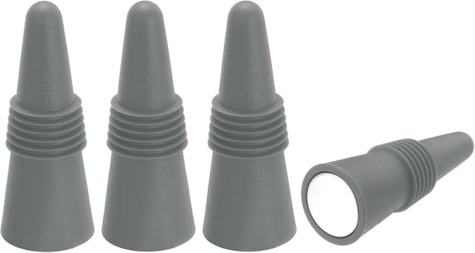 MECCANIXITY 4Pcs Wine Stoppers High Temp Silicone Plug T Shaped Wine Bottle Stopper Wine Outlet Cap Bottle Cover, Grey