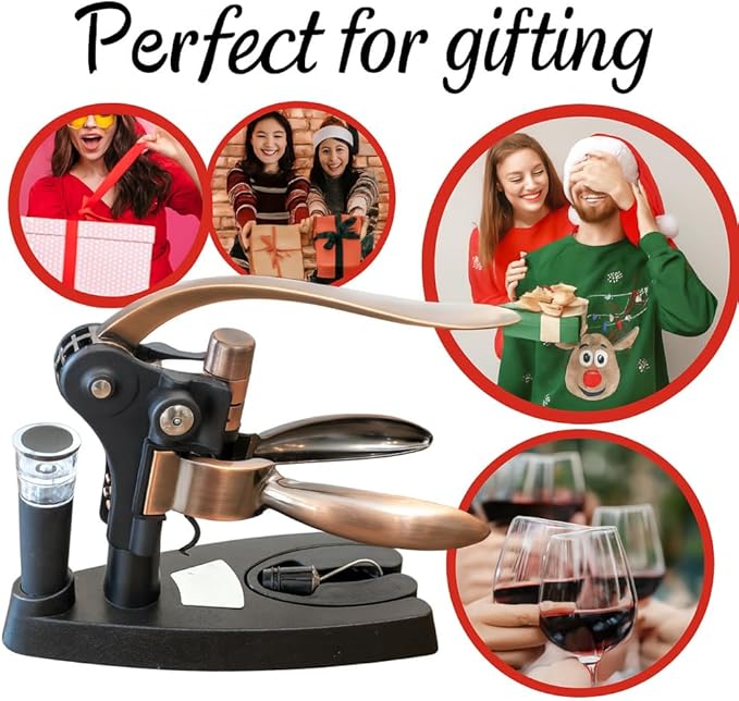 Ultimate All-in-One rabbit wine opener Set – 7 Essential Accessories Included – Complete corkscrew wine opener Kit with Aerator, Stopper & Stand – Premium wine bottle opener for Wine Lovers