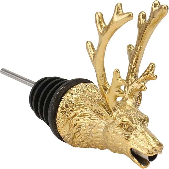 CALLARON Deer Head Wine Pourer Zinc Alloy Creative Liquor Pour Spout Smooth Flow Decorative Bar Tool for Parties and