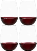 Improved Design of Our 2017 New York Times Best Stemless Glass – Set of 4 European-Made Stemless Wine Glasses, Reinforced Base for Added Stability & Premium Feel, Dishwasher-Safe, Lead-Free, 17 oz.