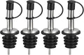 uxcell Stainless Steel Bottle Pourers, 4Pcs 90mm/3.54" Olive Oil Spout with Rubber Dust Caps, Wine Pourers Liquor Pour Spouts for Pours Liquid, Wine, Vinegar, Most Liquor Bottles (Black)