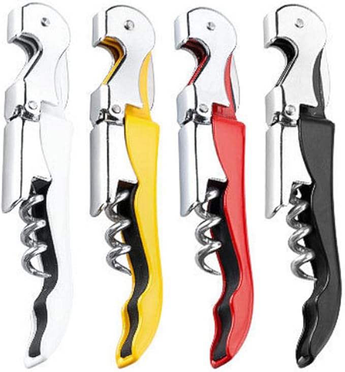 4-Pack Stainless Steel Travel Wine Opener Manual Professional Waiter Corkscrew with Foil Cutter