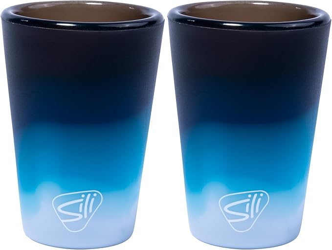Silipint 1.5oz Silicone Shot Glasses – Pack of 2 Unbreakable, BPA-Free, Non-Toxic, Dishwasher & Freezer Safe Cups – Colored Shot Glasses for Cold Beverages, Cocktails, Travel, Party (Moon Beam)