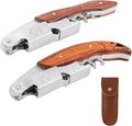 2-Pack Corkscrew Wine Opener - Professional Stainless Steel with Rosewood Handle, Foil Cutter, and Bottle Opener - Manual Wine Key for Bartenders, Servers, and Home Use