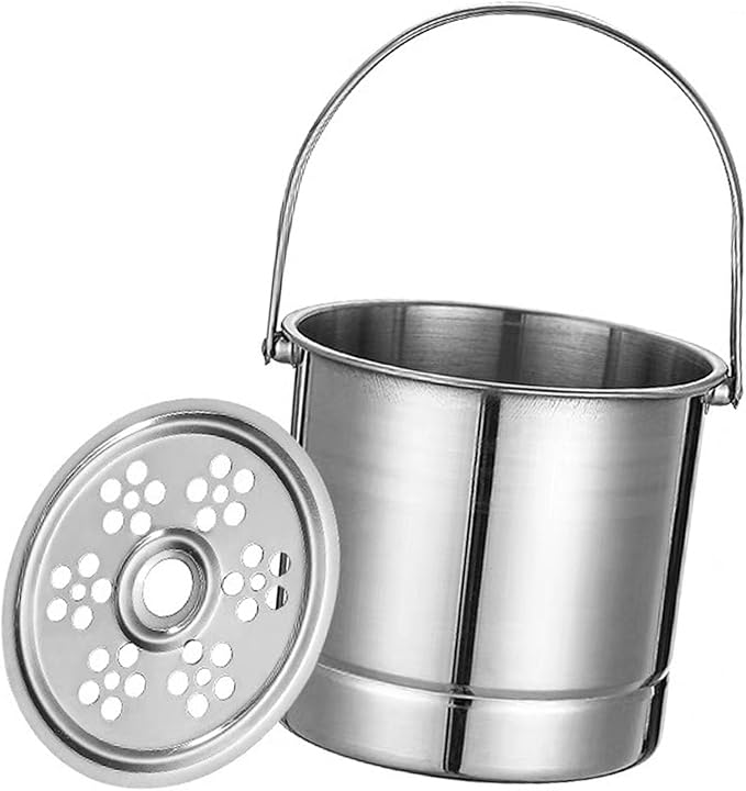 Small Ice Bucket, 1L Stainless Steel Cute Insulated Ice Buckets with Filter Plate and Carrying Handle Portable Mini Double Walled Ice Cube Bucket for Parties Cocktail Bar(Original Color)