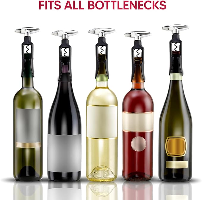 HIC Kitchen Bar Soft-Touch Winged Corkscrew, Easy Removal For Natural And Synthetic Corks, Extra-Long Worm, Built-In Bottle Opener, Wine Accessory