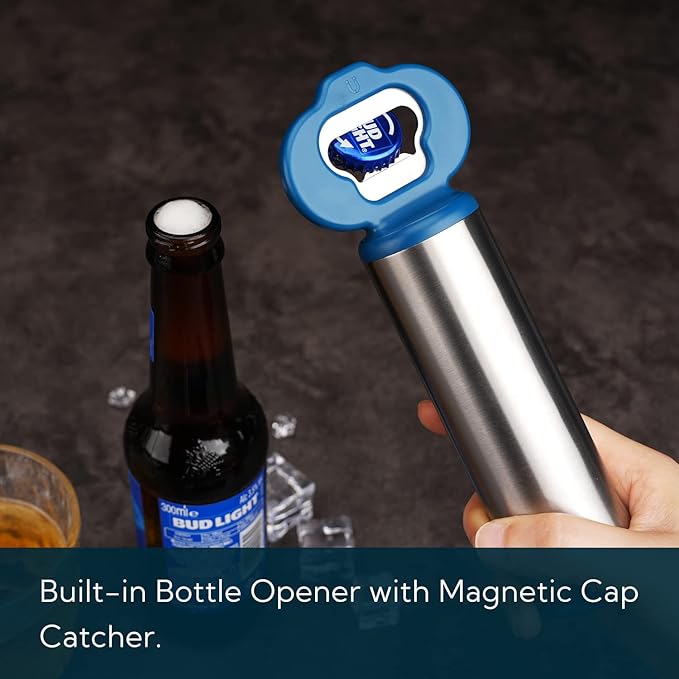 KITCHENDAO 3 in 1 Wine Bottle Opener Corkscrew with Foil Cutter, Beer Bottle Opener with Magnetic Cap Catcher, Works Easily Like Electric Opener, Wine Corkscrew, Gifts for Men and Women