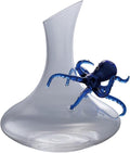 Creative Co-Op 40-Ounce Glass Decanter with Hand-Blown Octopus, Blue & White