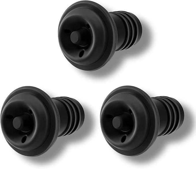 Wine Vacuum Stoppers Set of 3– Black
