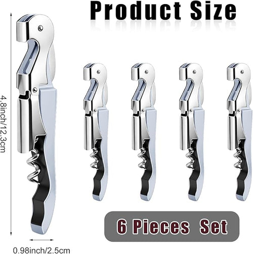 6 Pieces Professional Waiter Corkscrew Wine Openers, White Wine Keys Opener Stainless Steel Hinges Serrated Foil Cutter for Restaurant Waiters, Sommelier, Bartenders (White)