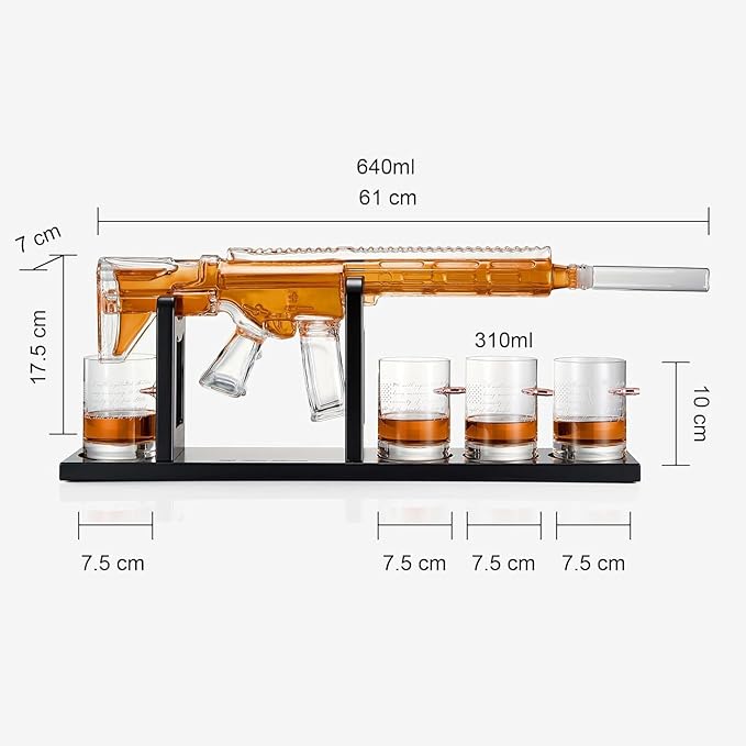 Gifts for Men Dad, The Wine Savant AR15 2nd Amendment 1000 ML Whiskey Decanter Set with 4 Glasses, Unique Birthday Gift Ideas for Him Husband Grandpa Cool Military Tequila Liquor Dispenser Home Bar