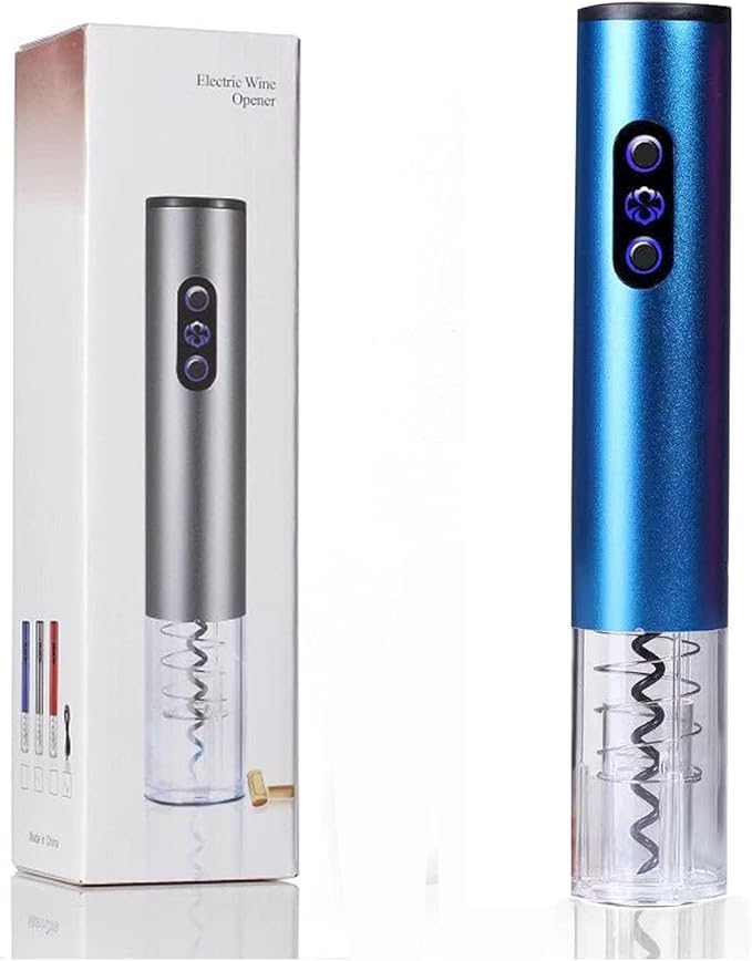 Electric Wine Opener, Battery Operated Wine Bottle Openers One-click Button Reusable Automatic Wine Corkscrew Remover for Wine Lovers Gift Home Kitchen Party Bar Wedding,Blue
