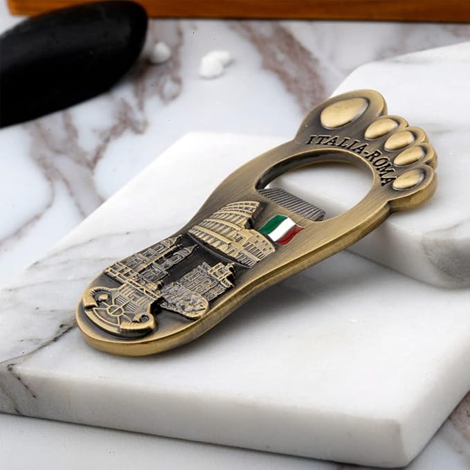 Footprint Bottle Openers,Metal Refrigerator Sticker Opener Italian Bigfoot Tourist Souvenirs Retro Crafts Creative Beer