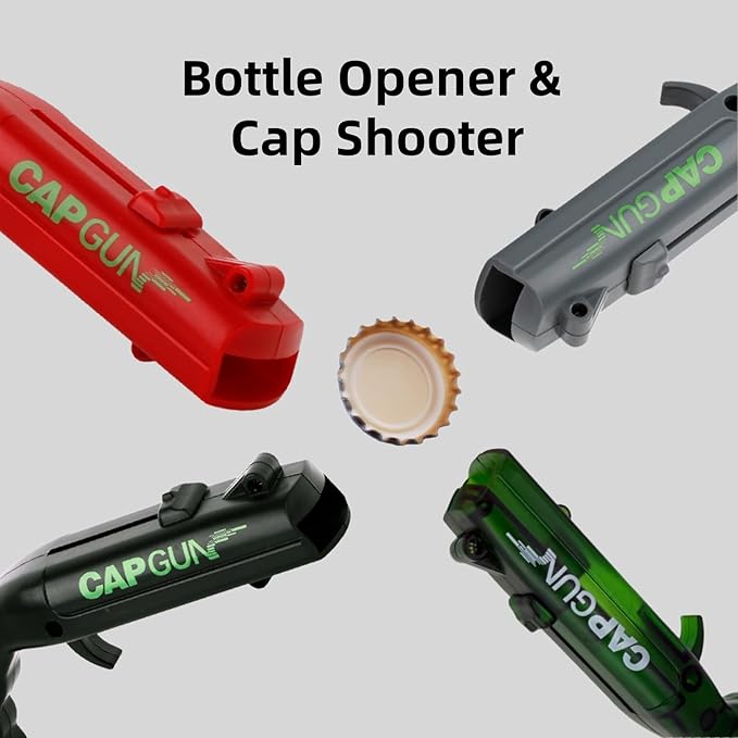 Bottle Cap Launcher (Red & Grey) – Fun Bottle Opener Tool That Shoots Caps for Parties, BBQ, Bar Games