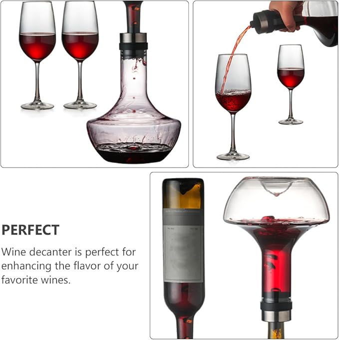SUPVOX 1000ml Handheld Glass Wine Decanter Brandy Decanter Fast Aerator Drink Distributor for Bar and Home Use