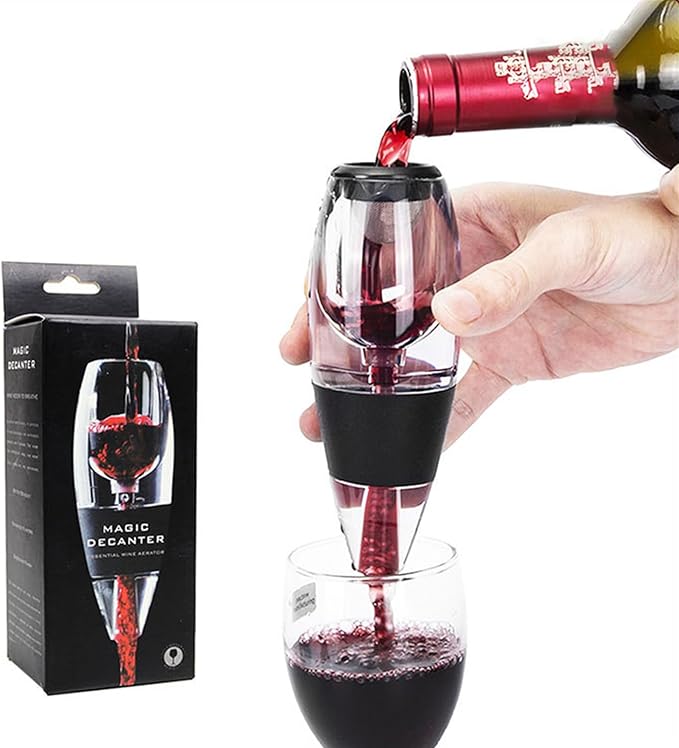 D&Slifei Wine Aerator Pourer with LED Light and Stainless Steel Filter, Unique Aeration Device, Quickly Enhances Wine Flavors for a Smoother Finish, Ideal Gift for Wine Lovers