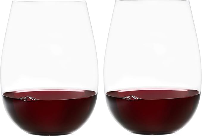 Upgraded Design of Our 2017 New York Times Best Stemless Wine Glass (Sweethome) – Made in Europe – Reinforced Base for Added Stability & Premium Feel, Dishwasher-Safe, Lead-Free, 17 oz. (2)