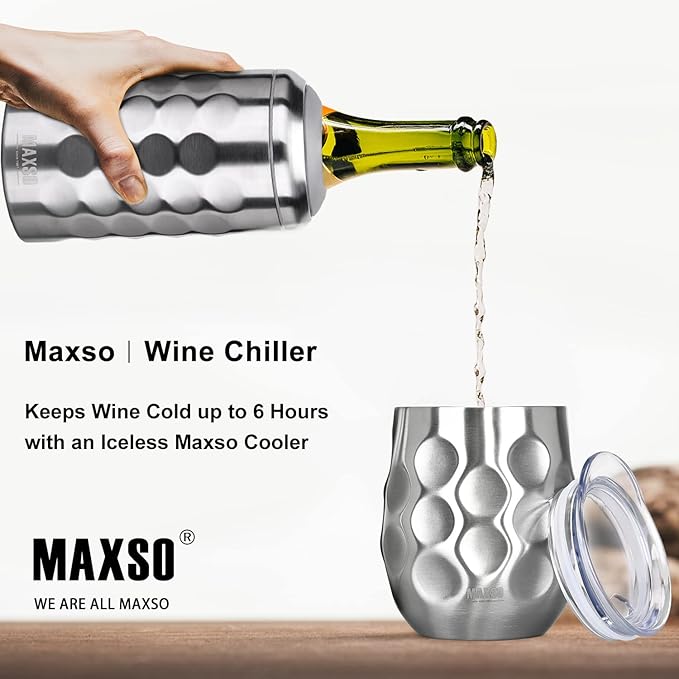 Wine Chiller Single Bottle With 2 Stainless Steel Wine Cup Iceless Cooler insulated Keep Wine Cold up to 6 Hours Fits Most Wine Bottles Gift for Wine Lovers Rapid and Portable(1bottle+2cup)