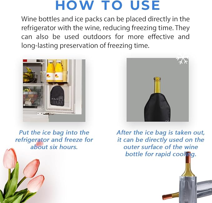 HI FINE CARE Active Wine Cooler, Freezer Sleeve, Quick Cooling, Keeps Drink Cold, 2 Packs