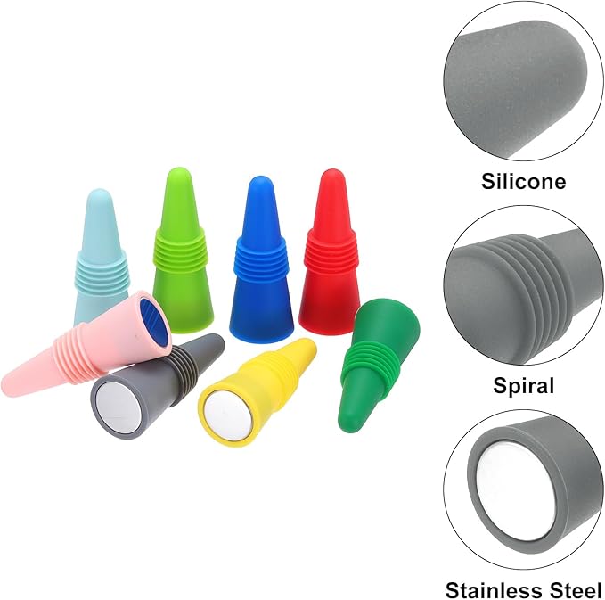 MECCANIXITY 4Pcs Wine Stoppers High Temp Silicone Plug T Shaped Wine Bottle Stopper Wine Outlet Cap Bottle Cover, Grey
