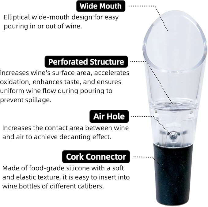 3 Pcs Premium Wine Aerator Pourers Spout – Wine Decanter Instant Wine Enhancer with No Drip Spout Elevate Flavor & Aroma Compact & Portable Ideal Gift for Wine Enthusiasts