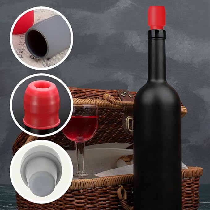 2026 Upgraded Wine Stoppers for Wine Bottles, Reusable Sparkling Wine Bottle Silicone Wine Bottle Stopper, Cover Wine Bottle Caps for Champagne Beer Home Kitchen Bars Use (8)