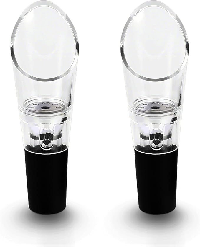Wine Pour Spout,Funny,Effortlessly,Efficient, Lightweight Wine Aerator Pourers,Great For Wine Lovers, Black (2pcs)