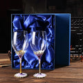 Simcat Handmade Painted Enamel Flower Glass Wine Glasses Transparent Refined Goblet, Stem For Cabernet, Gifts (purple double gift box,small flower)