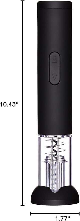 BarCraft Electric Corkscrew Wine Opener with Foil Cutter, Black, 26.5 x 4.5 cm